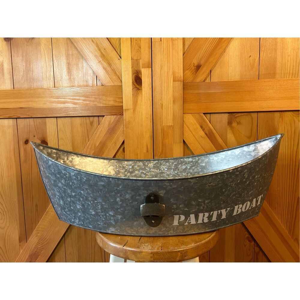 Tin Boat Party Drink Tub with Bottle Opener 26.5x6”